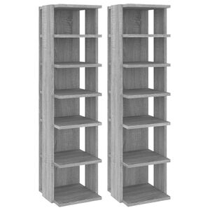 vidaXL Schoenenrekken 2 st 27,5x27x102 cm bewerkt hout grijs sonoma