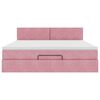 vidaXL Ottoman bed met matras en LED's 160x200cm fluweel roze