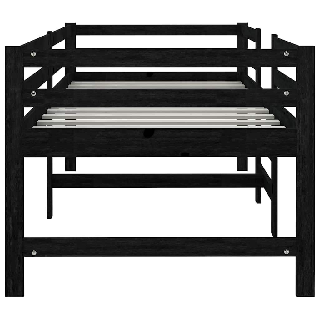 vidaXL Bed halfhoog massief grenenhout zwart 90x200 cm