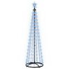 vidaXL Kegelvormige led-kerstboom 180 cm 250 LED's Blauw Staal Wit