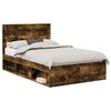 vidaXL Bedframe Effen Gerookt eiken 135 x 190 cm Massief grenenhout