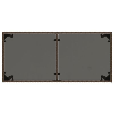 vidaXL Tuintafel met glazen blad 115x54x74 cm poly rattan bruin