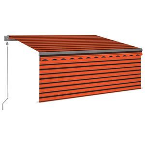 vidaXL Luifel met rolgordijn, LED en windsensor 3,5x2,5 m oranje bruin