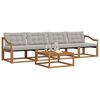 vidaXL Buiten bankenset met kussen 5 pcs Natuurlijk en Lichtgrijs