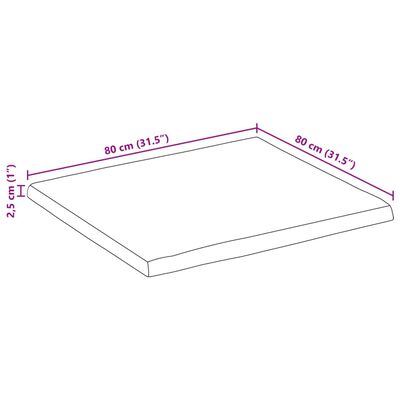 vidaXL Tafelblad met natuurlijke rand 80x80x2,5 cm massief mangohout