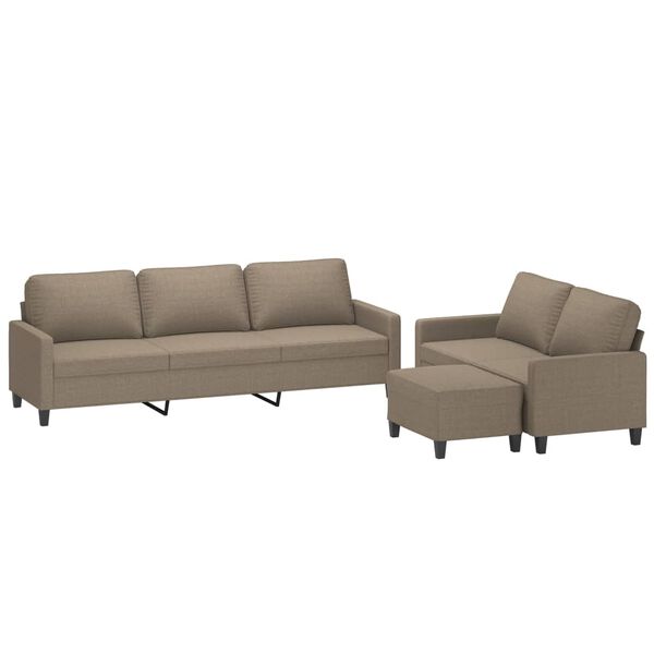 vidaXL 3-delige Loungeset met kussens stof taupe