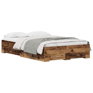 vidaXL Bedframe met lade met opslag Oud Hout 120 x 200 cm Bewerkt hout