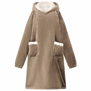 vidaXL Deken hoodie Kameel M Fleece en Flanel
