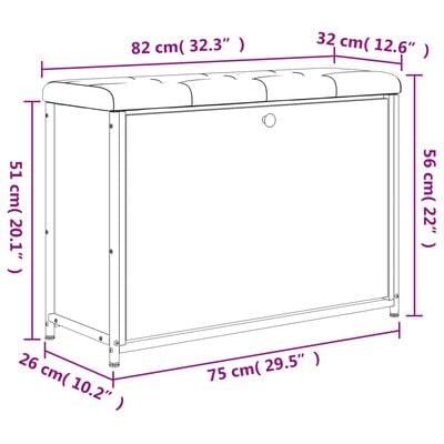 vidaXL Schoenenbankje met klaplade 82x32x56 cm gerookt eikenkleurig