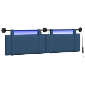vidaXL Hangend hoofdbord Blauw Stof