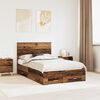 vidaXL Bedframe met hoofdeinde Oudhout 135 x 190 cm Bewerkt hout