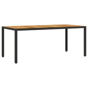 vidaXL Tuintafel met acaciahouten blad 190x90x75 cm poly rattan zwart