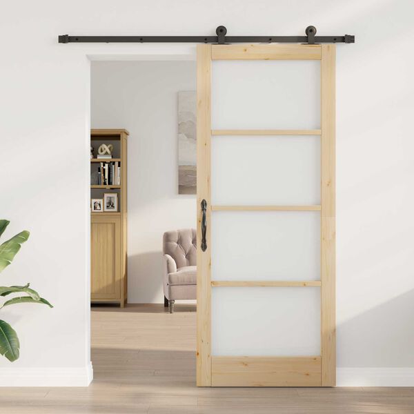 vidaXL Schuifdeur ORKDAL Natuurlijk en Zwart 86 x 211 cm