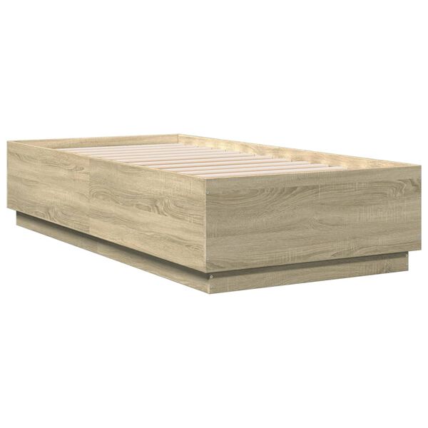 vidaXL Bedframe bewerkt hout sonoma eikenkleurig 75x190 cm