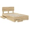 vidaXL Bedframe met hoofdeinde Sonoma Eiken 135 x 190 cm Bewerkt hout