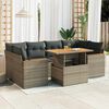 vidaXL 6-delige Loungeset met kussens poly rattan acacia grijs