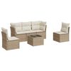 vidaXL 6-delige Loungeset met kussens poly rattan beige