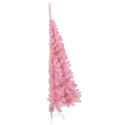 vidaXL Kunstkerstboom met standaard half 150 cm PVC roze