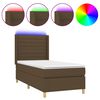 vidaXL Boxspring met matras en LED stof donkerbruin 100x200 cm