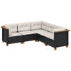 vidaXL 5-delige Loungeset met kussens poly rattan zwart