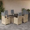 vidaXL 7-delige Tuinset met kussens poly rattan gemengd beige