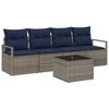 vidaXL Bankstel 5 st 4-Aantal zitplaatsen Grijs en Blauw poly rattan