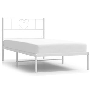 vidaXL Bedframe met hoofdbord metaal wit 100x190 cm