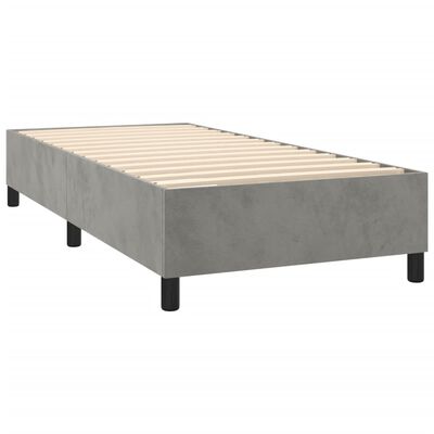 vidaXL Boxspring met matras fluweel lichtgrijs 100x200 cm