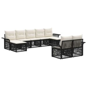 vidaXL Tuinbankenset 9 pcs Zwart poly rattan