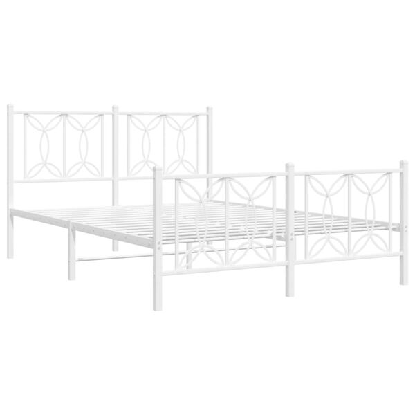 vidaXL Bedframe met hoofd- en voeteneinde metaal wit 140x190 cm
