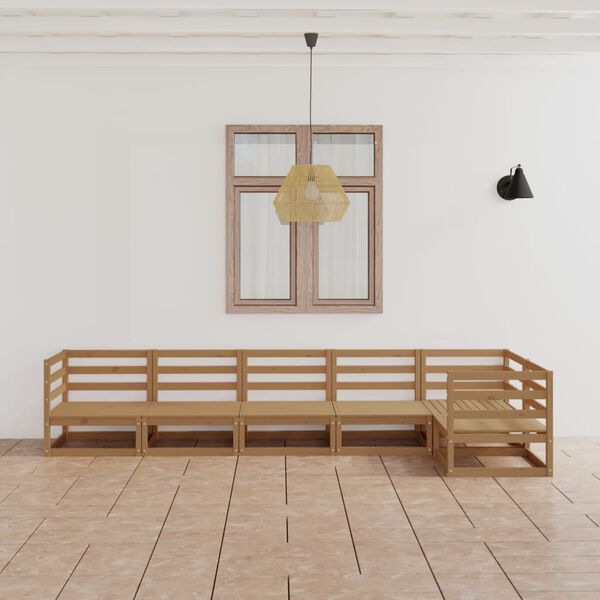 vidaXL 6-delige Loungeset massief grenenhout honingbruin