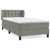 vidaXL Boxspring met matras fluweel lichtgrijs 100x200 cm
