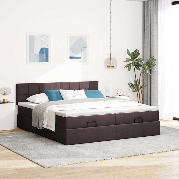 vidaXL Ottoman bed met matrassen 180x200cm stof donkerbruin