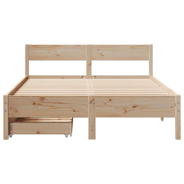 vidaXL Bedframe zonder matras massief grenenhout 135x190 cm