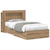 vidaXL Bedframe met opslag Artisanaal eiken 90 x 200 cm Bewerkt hout