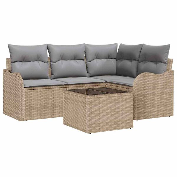 vidaXL Tuin Sofa Set met opslag 5 pcs Zwart poly rattan