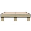 vidaXL Bedframe bewerkt hout metaal sonoma eikenkleurig 90x190 cm