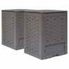 vidaXL Compostbakken 2 st 600 L 60x60x83 cm kunststof rattan bruin