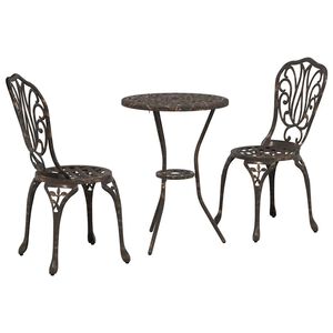 vidaXL Tuin Bistro Set 3 st Brons Aluminium