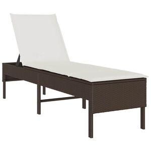 vidaXL Ligstoel met kussen bruin 55x200x44cm polyrotan