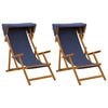 vidaXL Ligstoel 2 pcs 3 Positie massief eucalyptushout Blauw