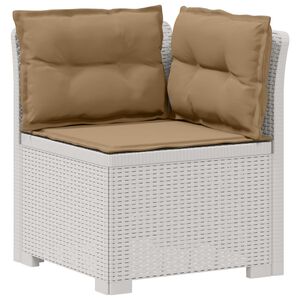 vidaXL E&eacute;npersoons Tuinbank met Kussens Rattan Look PP Wit