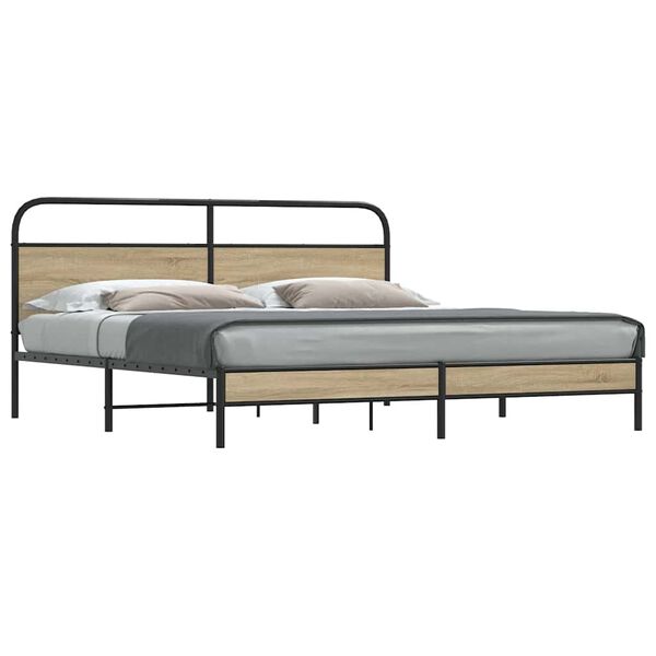 vidaXL Bedframe zonder matras metaal gerookt eikenkleurig 183x213 cm