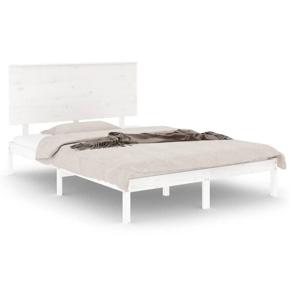 vidaXL Bedframe zonder matras massief grenenhout wit 140x200 cm