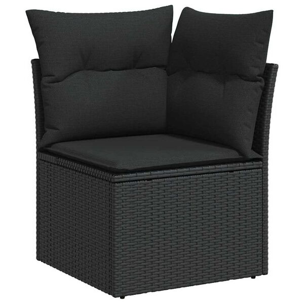 vidaXL Tuin Sofa Set met kussen met opslag met kussen 9 pcs Zwart
