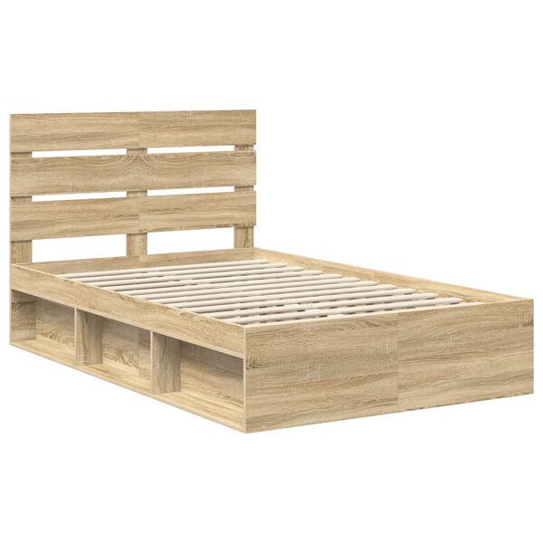 vidaXL Bedframe met hoofdeinde Sonoma 120 x 190 cm Massief grenenhout