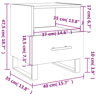 vidaXL Nachtkastjes 2 st 40x35x47,5 cm bewerkt hout wit