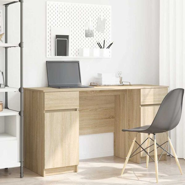 vidaXL Bureau met lade Sonoma eiken 140 x 49 x 76 cm Bewerkt hout