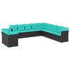 vidaXL 11-delige tuinbankset met kussens, zwart polyrotan