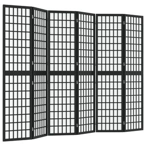 vidaXL Kamerscherm inklapbaar 6 panelen Japanse stijl 240x170 cm zwart